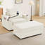 Fauteuil d'appoint avec repose-pieds de rangement, deux ports USB, deux porte-gobelets et poches latérales-482476444