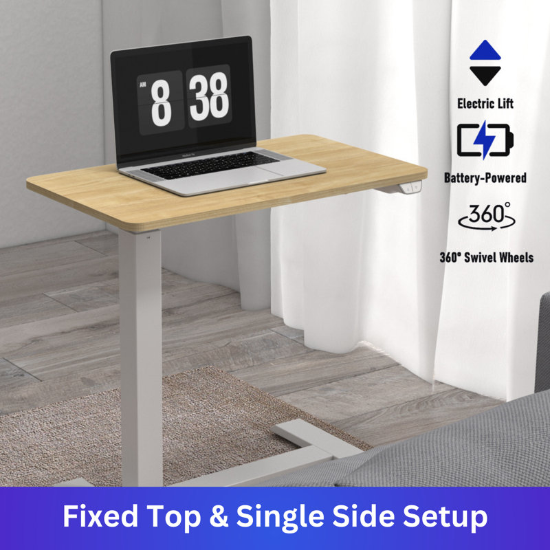 Albelo 70cm W Laptop Standing Desk with Rechargeable Battery, Oak