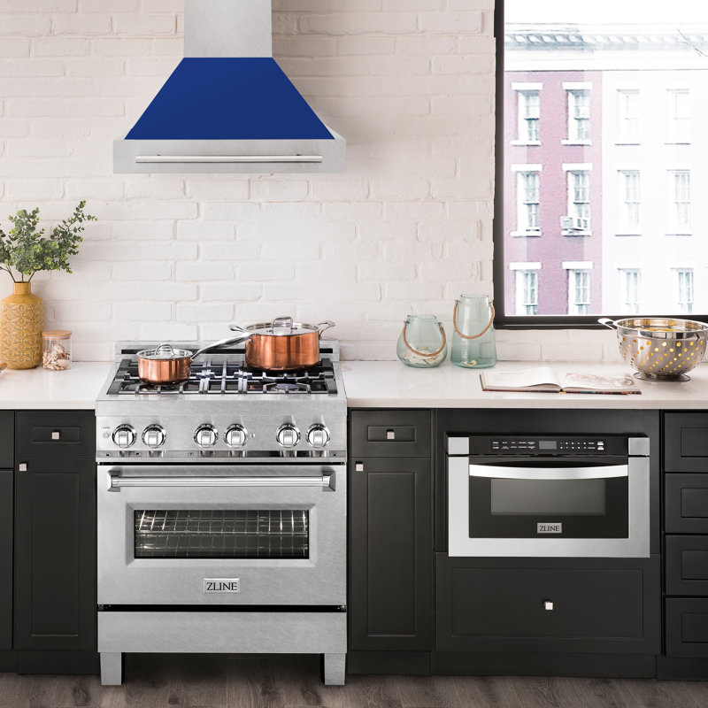 ZLINE 30" Fingerprint Resistant Stainless Steel Range Hood, Gloss Blue