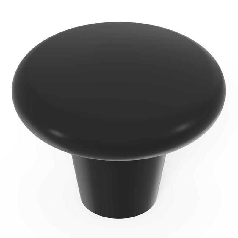 Midway 1 1/2" Diameter Mushroom Knob, Black