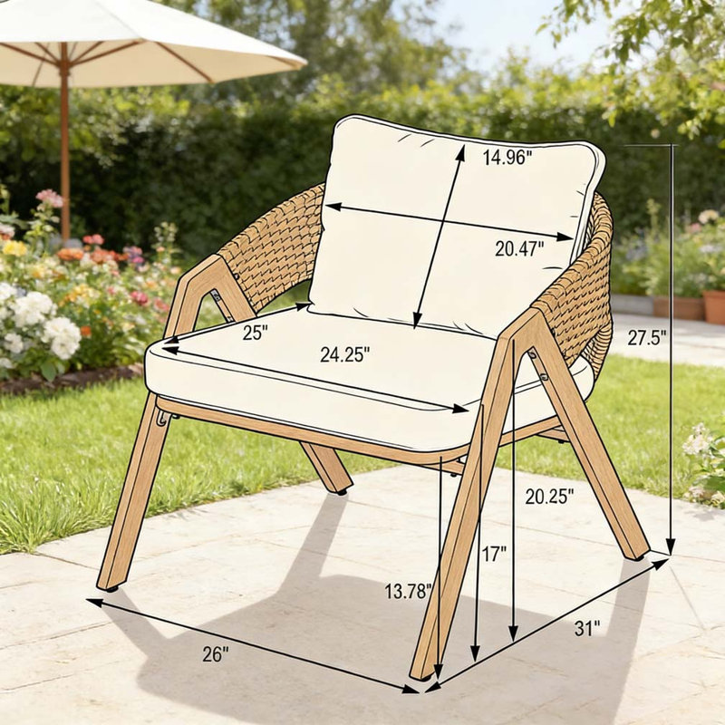 Chaise de patio avec coussins, Blanc