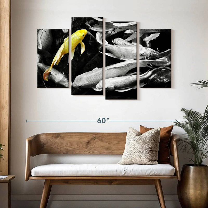 Yellow Koi Fish, H 32 po x l 52 po