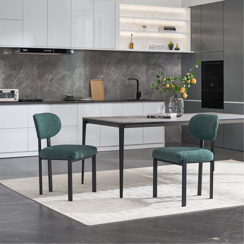 Ensemble de 2 chaises de salle à manger modernes rembourrées Boucle, Vert