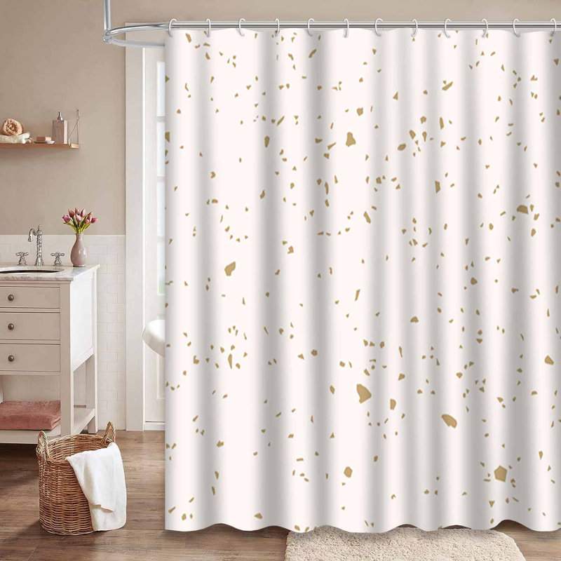 Rideau de douche en confettis or avec 12 crochets En Sans, L 72 po x l 84 po