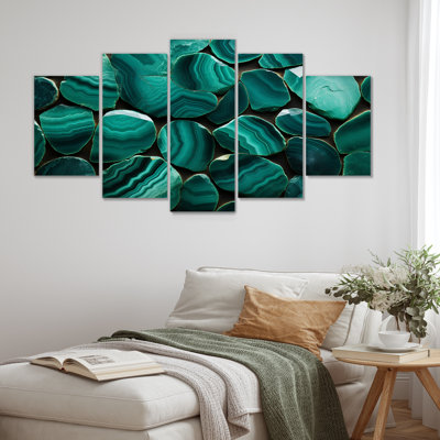 «Green Emerald Amazonite Stone Geode II», art mural multi-panneaux