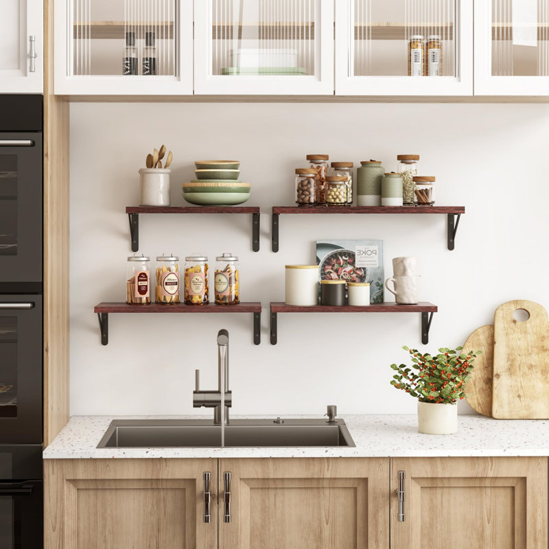 Floating Shelves for Wall, Burgundy/Black