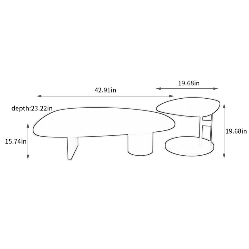 Table basse Wabi-sabi, Brun, Blanc / Brun
