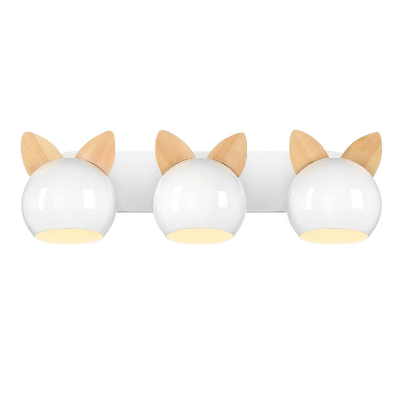 Applique murale Topsy à 3 lumières, Oreilles de chat, Blanc nuage