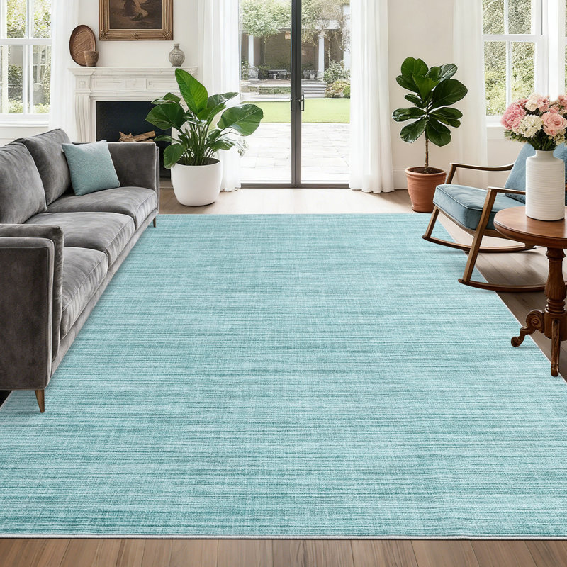 Tapis lavable à la machine avec envers en TPR antidérapant, tapis minimaliste pour salon, Rectangulaire 8 pi x 10 pi
