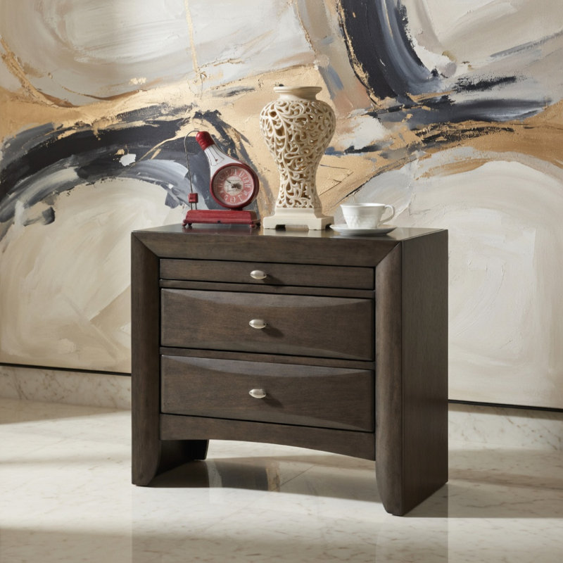 Table de chevet contemporaine à 1 tiroir gris, Gris