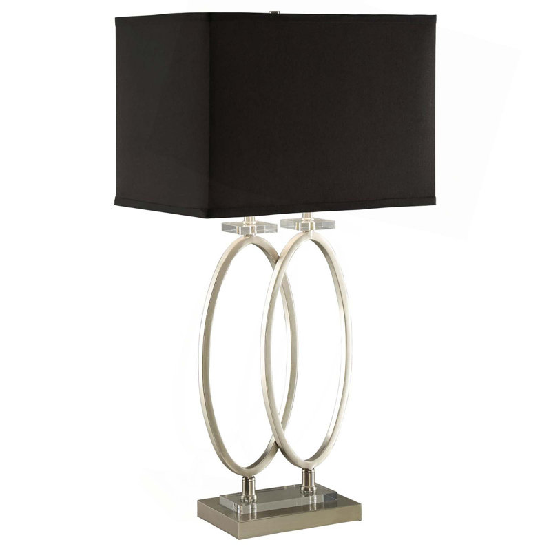 Brushed Nickel And Black Rectangular Shade Accent Lamp