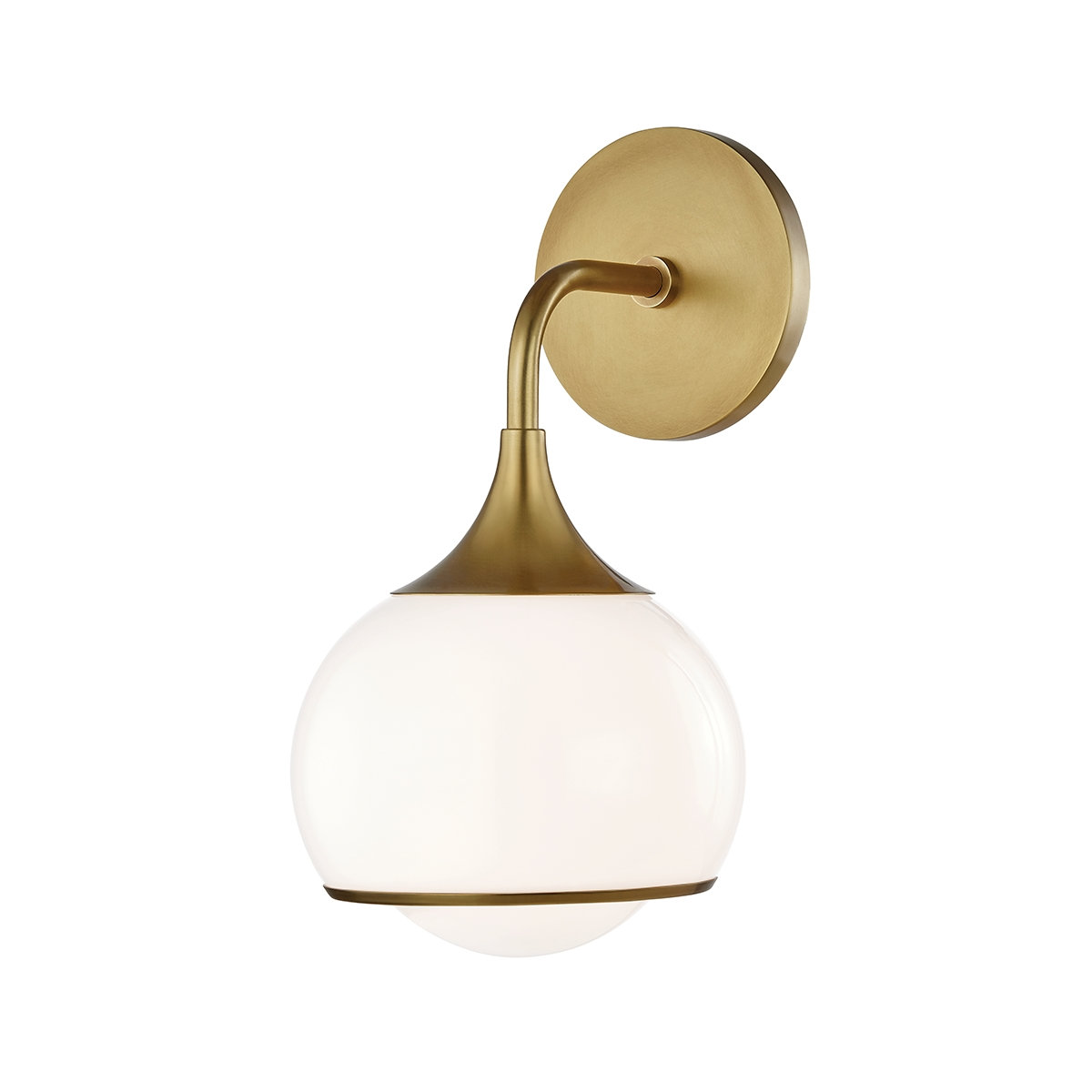 Kegan Single Light Dimmable Armed Sconce, Aged Brass