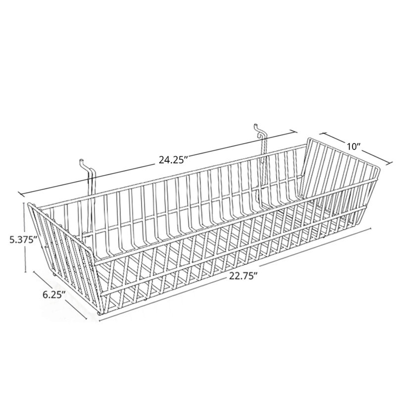 24.25" Wide Slanted Chrome Wire Basket, 2-Pack