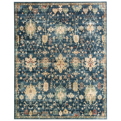 Cassella Deep Indigo Medallion Machine Washable Area Rug