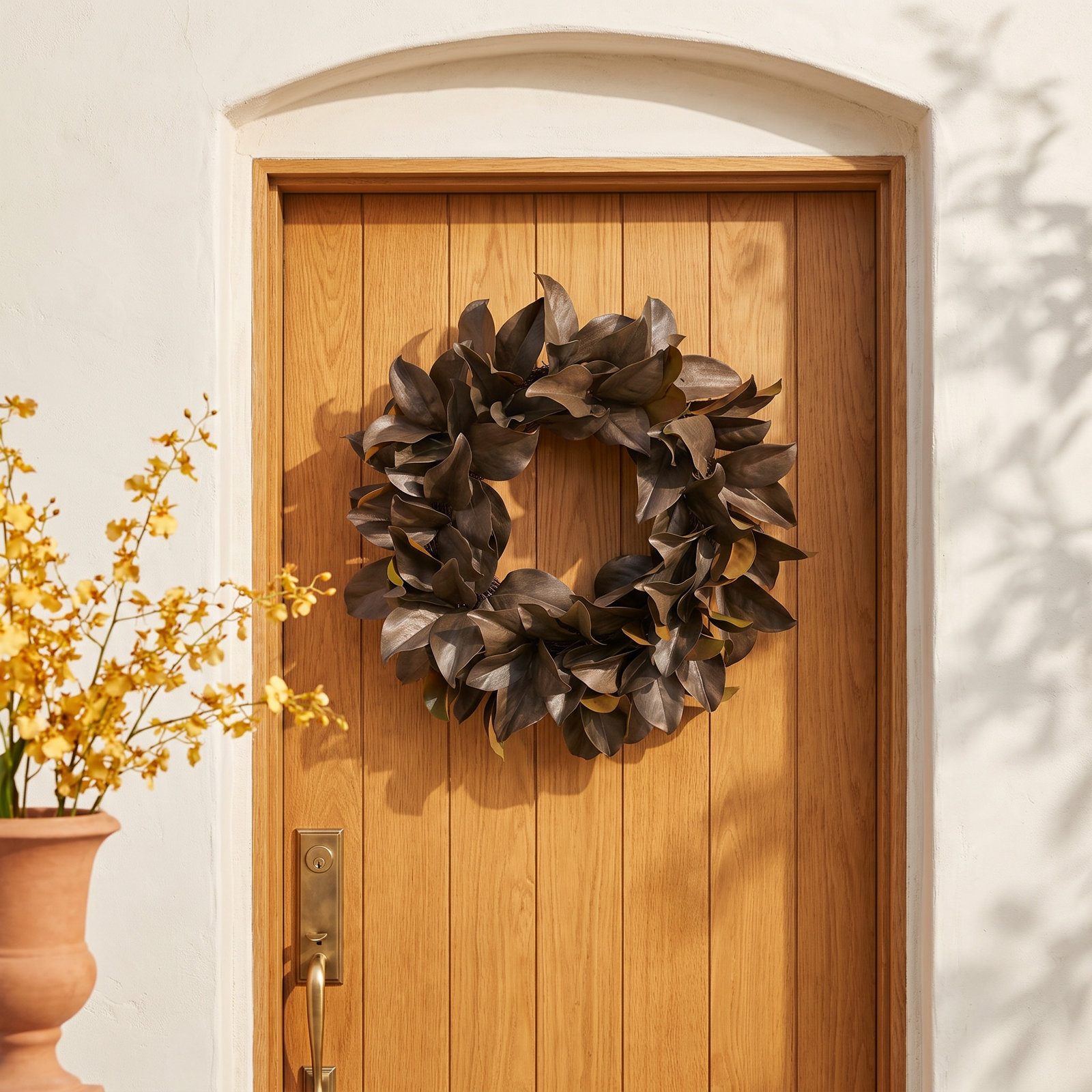 Fall Magnolia Wreath, 24" H x 24" W x 7" D