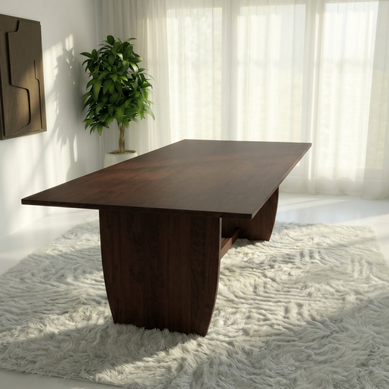 Dublin Solid Wood Dining Table with Trestle Base in Warm Walnut Finish
