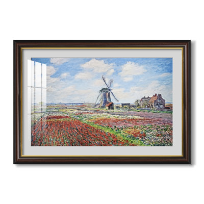 Champs de tulipes avec le moulin de Rijnsburg, 1886 - Claude Monet - Reproduction encadrée sur mesure
