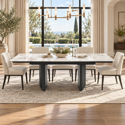 Behesh 63"-94.5" Extendable Sintered Stone Dining Table Seat 6-10