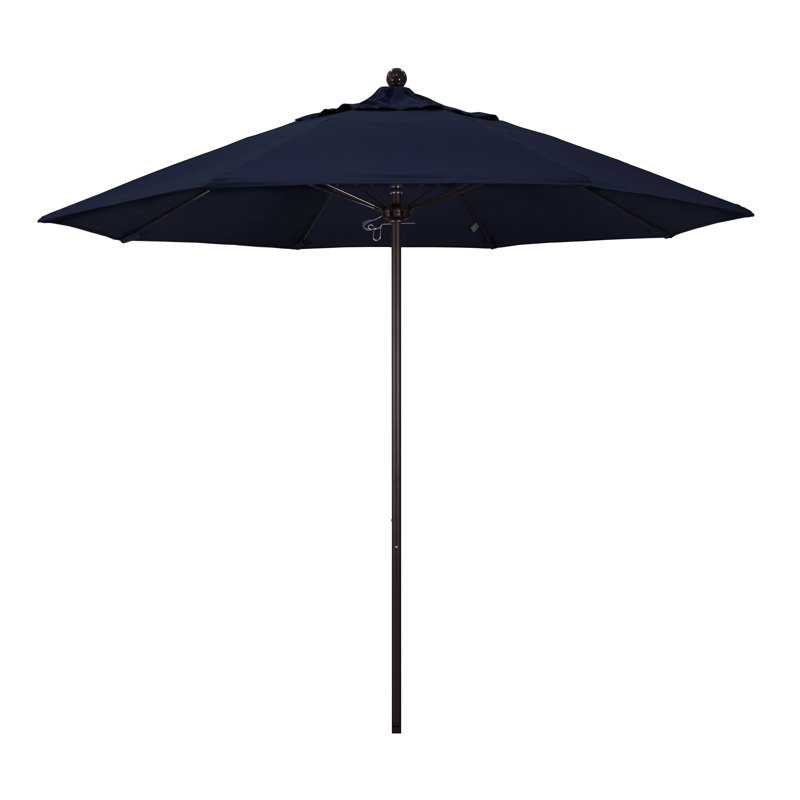 Parasol de marché 9 pi Hibo, Toile performance bleu marine, Bronze
