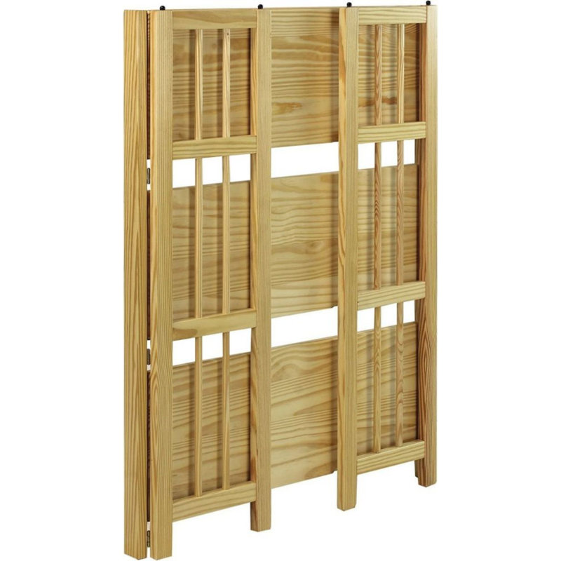 Bibliothèque étagère en bois massif H 38 "x l 27,5" Saruf, (3 tablettes) H 38 po x l 27,5 po x P 11,5 po, Naturel