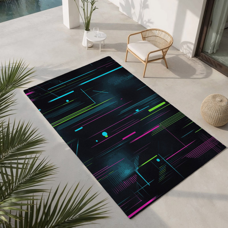 Tapis intérieur et extérieur Glitch Path, Rectangle 1 pi 6 po x 2 pi 6 po