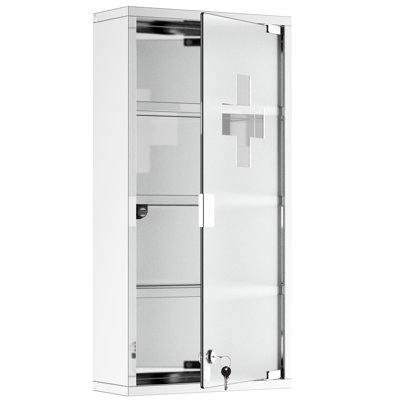 Armoire en acier inoxydable avec serrure, tablette à 4 niveaux, 12 po x 24 po, argent, dispositif de verrouillage mural Meds, acier, tablettes, argent