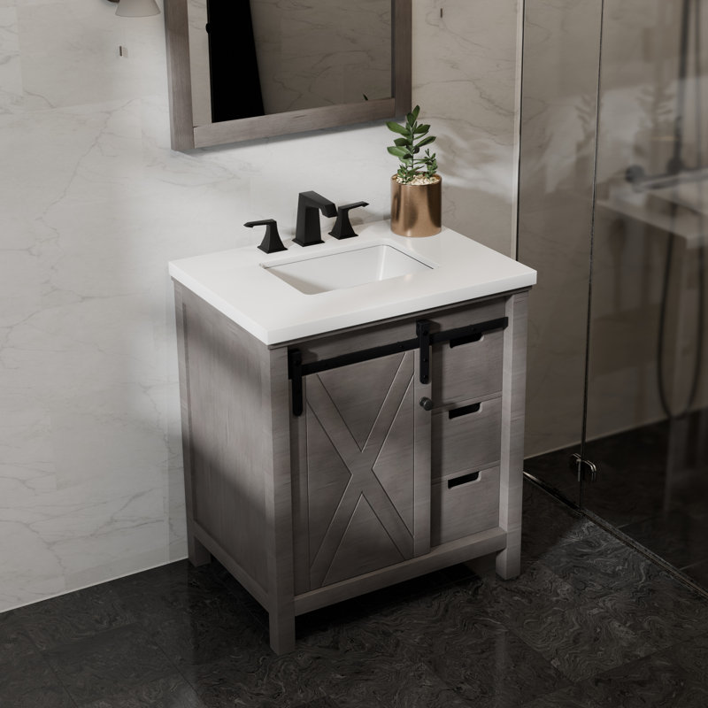 Meuble-lavabo simple l 30 po x P 22 po Marsyas, Gris cendre