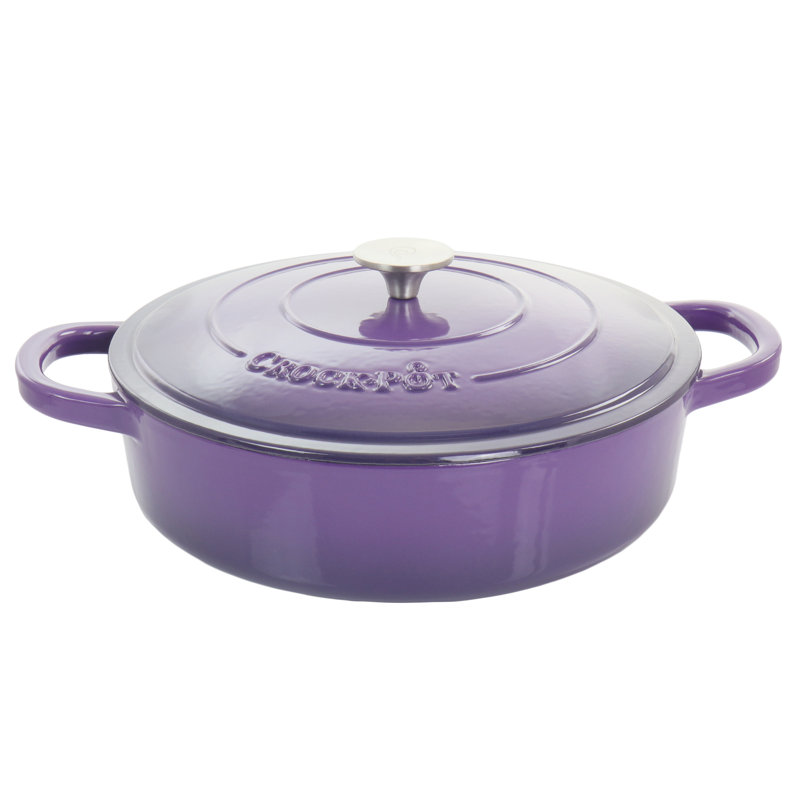Mijoteuse 5 pintes Braisière ronde antiadhésive en fonte avec couvercle, Mauve