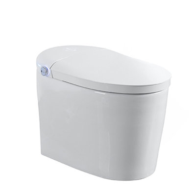 Toilette intelligente sans réservoir avec bidet intégré, une pièce, chasse d'eau automatique, ouverture / fermeture automatique, siège chauffant, lavage à bulles, eau chaude et sèche, température réglable, télécommande