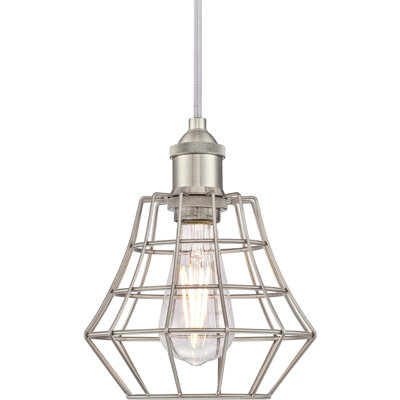 Mini-luminaire d'intérieur Nathaniel au fini nickel brossé avec abat-jour en forme de cloche en forme de cloche