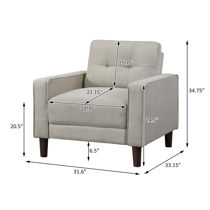 Kolbey 3 - Piece Living Room Set, Beige Fabric