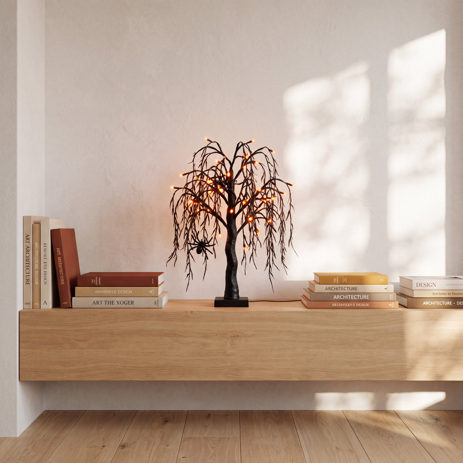 16" W LED Lighted Willow Tree with 80 Lights and Battery-Powered, Orange