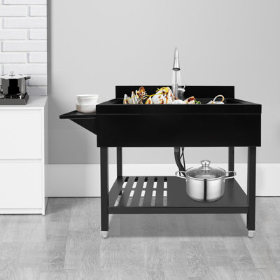 Stainless Steel Single Bowl Kitchen Sink With Pull-Out Faucet