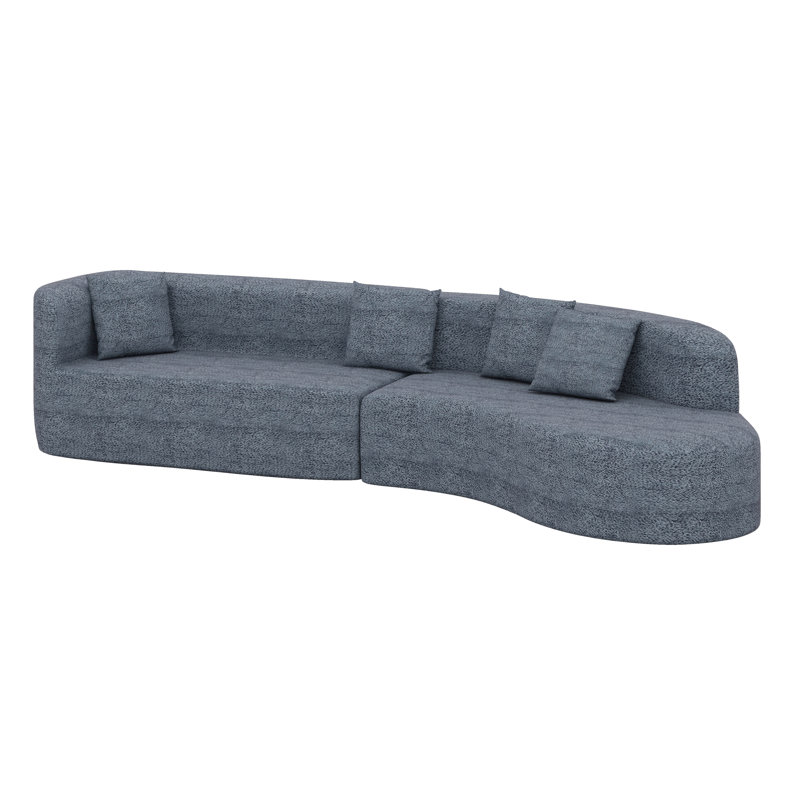 Modular Sectional Sofa, Modern Cloud Curved Couch With Deep Seat, Dark Blue