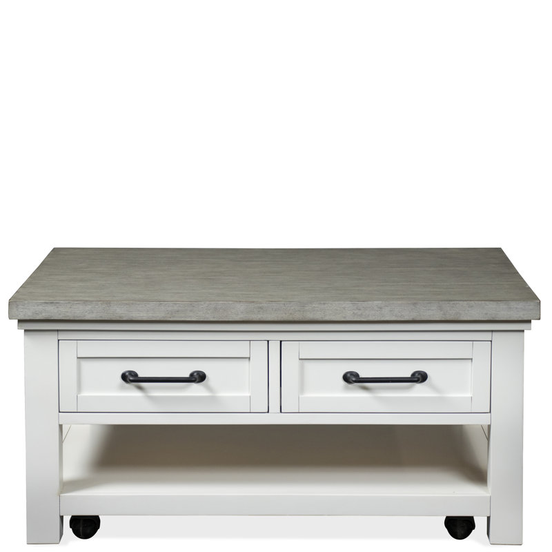 Cora Gray and White Oak Rectangular Coffee Table with Storage