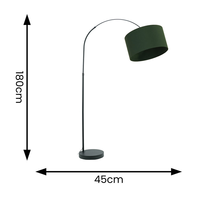 Rinnah 180cm Matte Traditional Floor Lamp, Forest Green