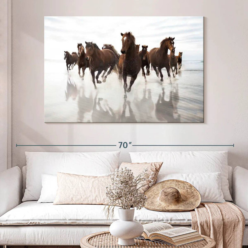 Brampt Running Brown Horses, 34" H x 51" W