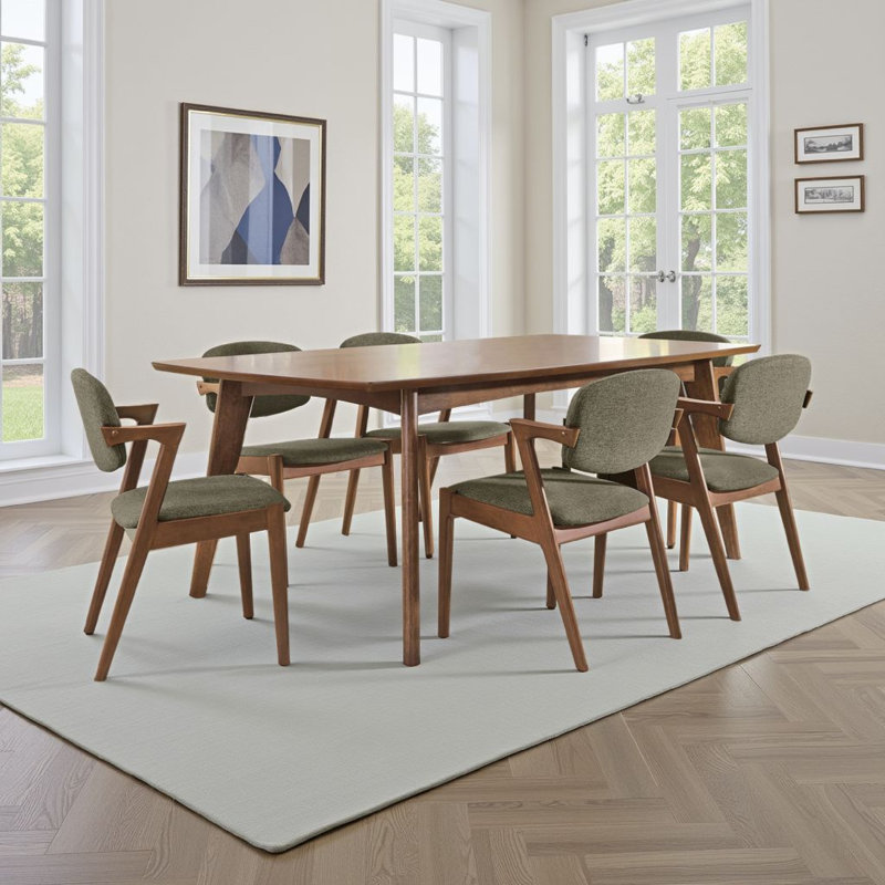 Ensemble de table de salle à manger Lery, gris et brun noyer, 7
