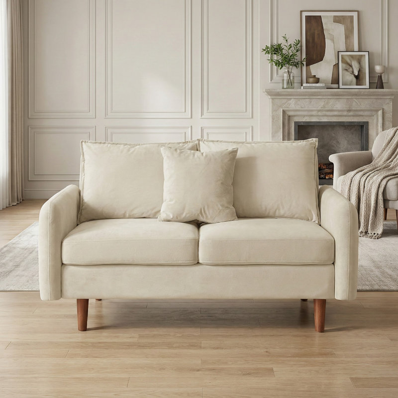 Causeuse à accoudoirs arrondis 56 po Sofa, Beige