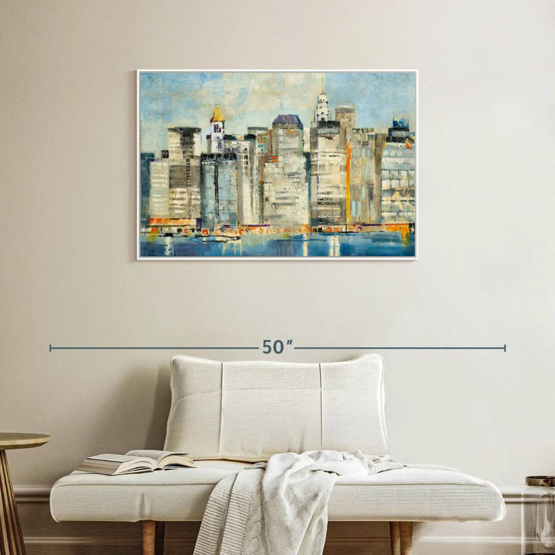 Horizon au bord de l'eau, Cadre flottant blanc, 37 po x 25 po