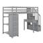 Lit mezzanine avec tiroirs de rangement, bureau et escalier, lit mezzanine en bois avec tablettes-2077395469
