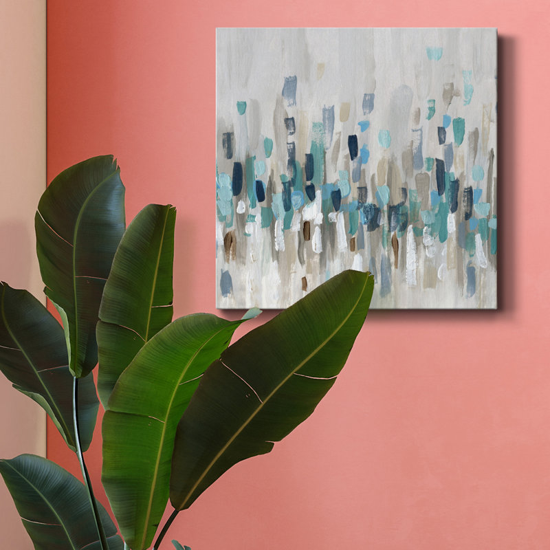 Staccato Blue I - Wrapped Canvas Print, 16" H x 16" W x 1" D