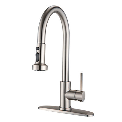 Robinet de cuisine en acier inoxydable avec distributeur de savon en nickel brossé - résistant aux égratignures et à la rouille, finition tache, 1,8 gal / min
