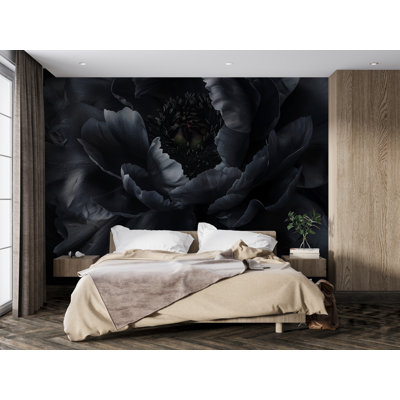 Floral Mural Wallpaper – Dark Oversized Peony Wall Art For Bedroom Décor