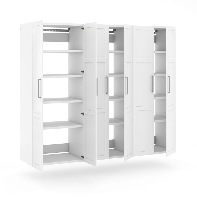 Garage Core 3 Deep Cabinetss & Doors In White, 83.07"H x 101.58"W x 24.17"D