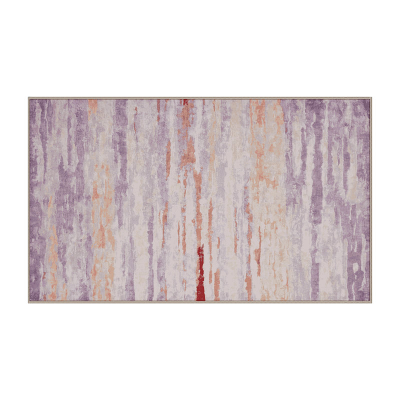 Machine Washable Beige Area Rug, Rectangle 6' x 9'