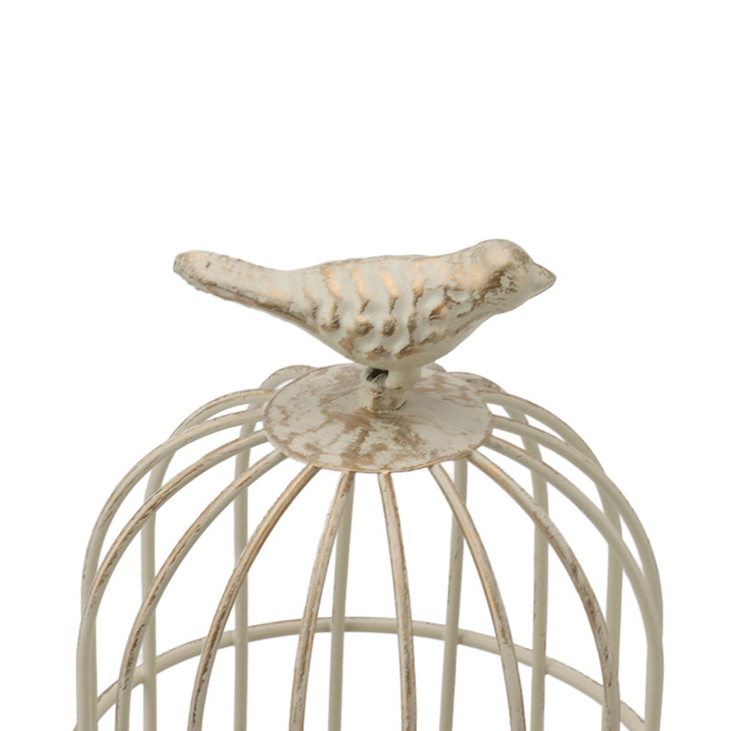 Bougeoir en fer forgé vintage avec base stable amovible, décoration cage à oiseaux pour chambre ou restaurant.