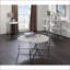Table basse ronde en chêne blanc avec cadre chromé pour le salon, support en X stable et amp; Design moderne