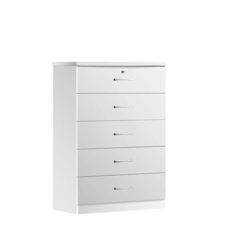 Commode 5 tiroirs Conkle, Blanc