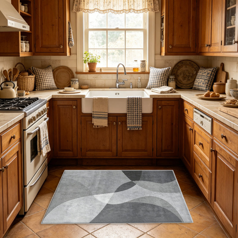 Grey Wave Abstract carpet-easy to clean, machine-washable, soft and comfortable; suitable for door mats, kitchens, living rooms, bedrooms, corridors, and laundry areas. Easy to clean, durable carpet for home decoration.